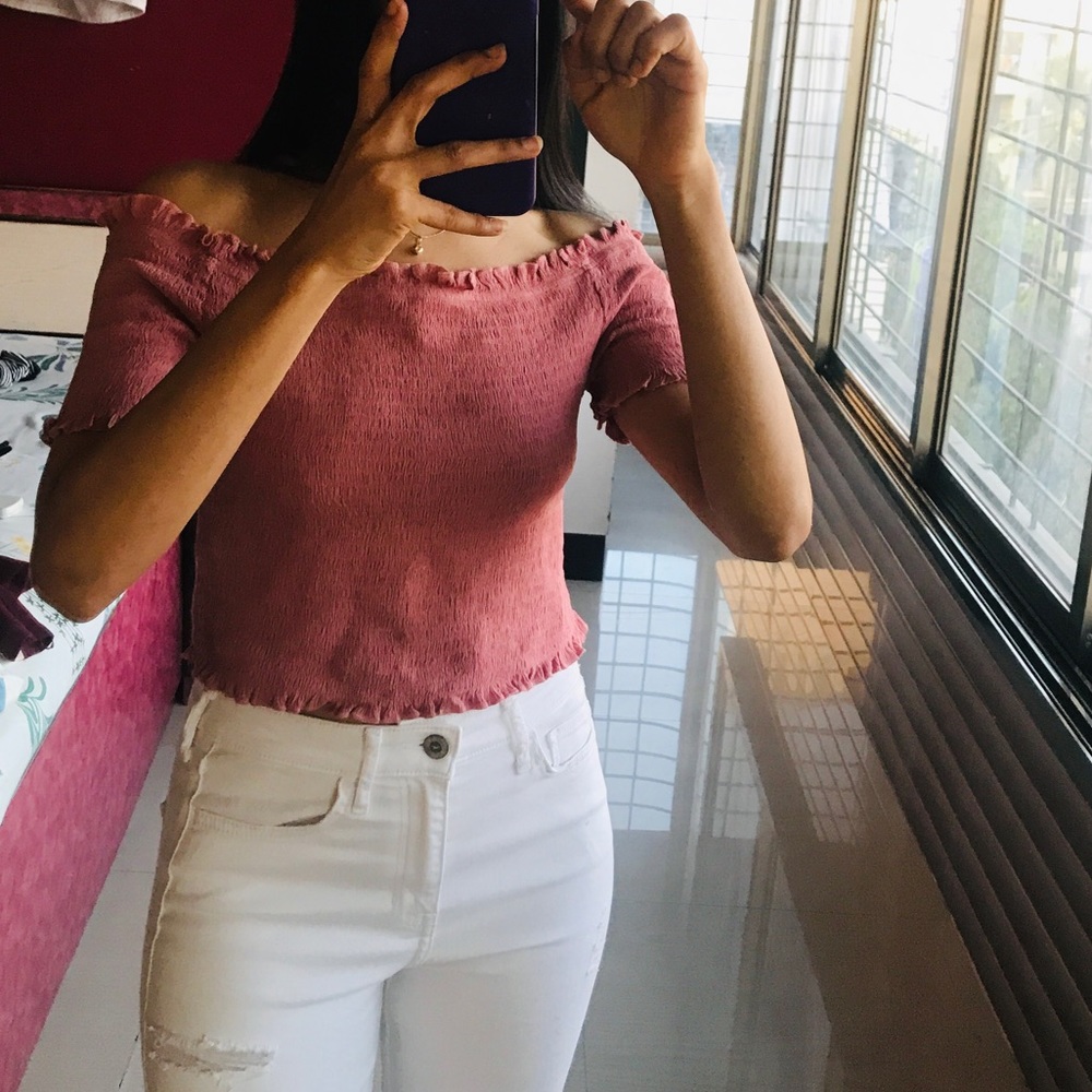 VeroModa off shoulder smocked top - Picture 4 of 4